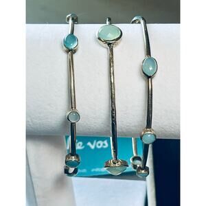 Julie Vos bangle set silver size medium stacking bracelets turquoise blue boho